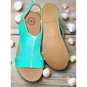 Women's Light Teal Slingback Wedge Sandals
